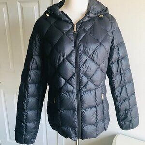 Steve Madden Black Packable Down Jacket with Hood Size M